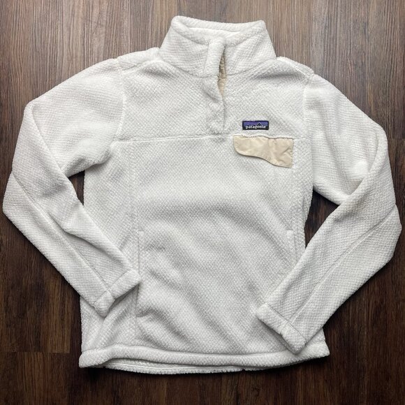 Patagonia Re-Tool 1/4 Snap T Fleece Pullover Cream Ivory Bone White Fluffy Small - Picture 1 of 6